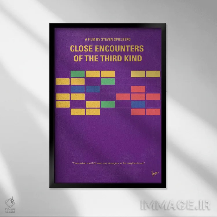 تابلو مینیمال پوستر مینیمال فیلم برخورد نزدیک از نوع سوم اثر چانکونگ - نمای قابدار مشکی