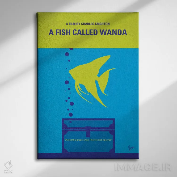 تابلو مینیمال پوستر مینیمال فیلم ماهی به نام واندا اثر چانکونگ - نمای روبهرو روی دیوار