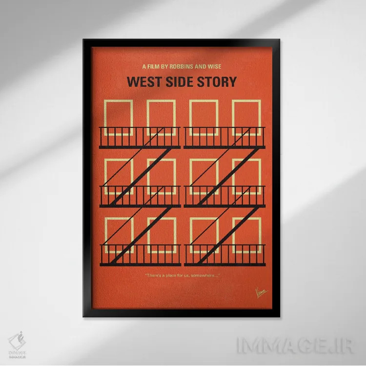 تابلو مینیمال پوستر مینیمال داستان وست ساید اثر چانکونگ - نمای قابدار مشکی