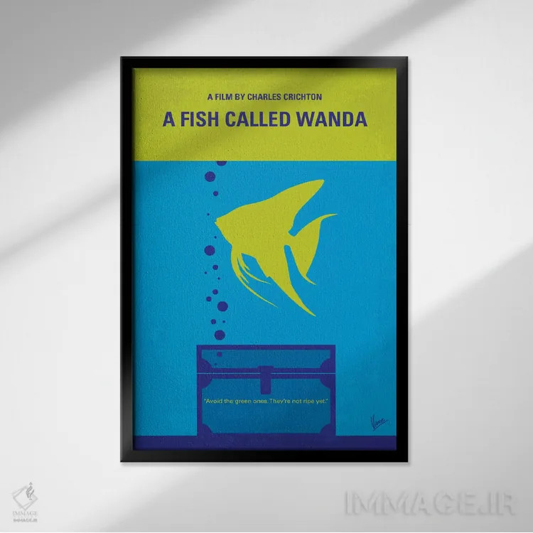 تابلو مینیمال پوستر مینیمال فیلم ماهی به نام واندا اثر چانکونگ - نمای قابدار مشکی