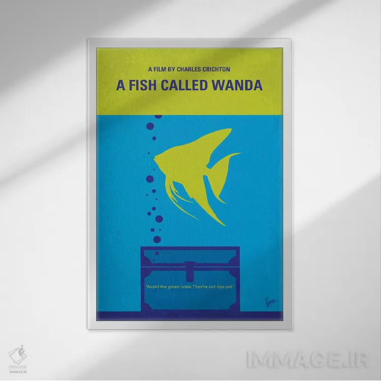 تابلو مینیمال پوستر مینیمال فیلم ماهی به نام واندا اثر چانکونگ - نمای قابدار سفید