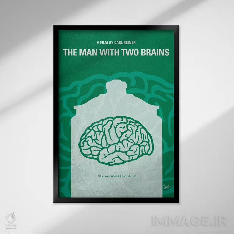 تابلو مینیمال پوستر مینیمال مردی با دو مغز اثر چانکونگ - نمای قابدار مشکی