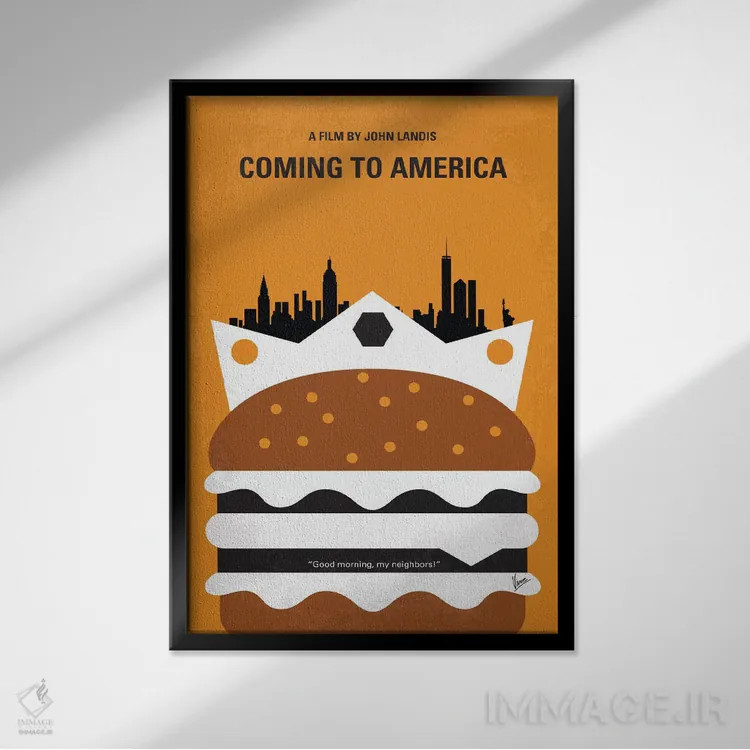 تابلو مینیمال پوستر مینیمال فیلم آمدن به آمریکا اثر چانکونگ - نمای قابدار مشکی