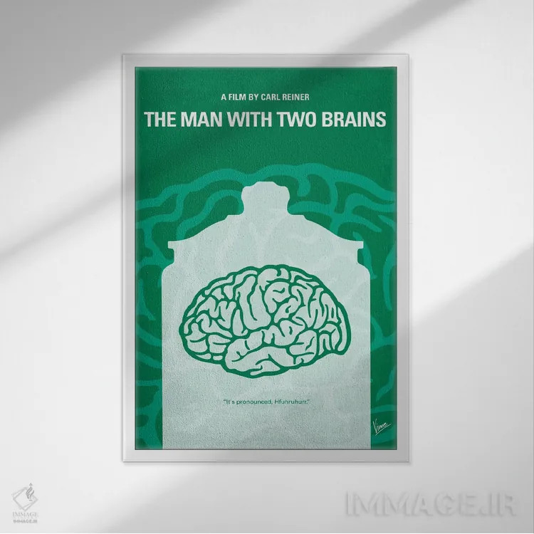 تابلو مینیمال پوستر مینیمال مردی با دو مغز اثر چانکونگ - نمای قابدار سفید