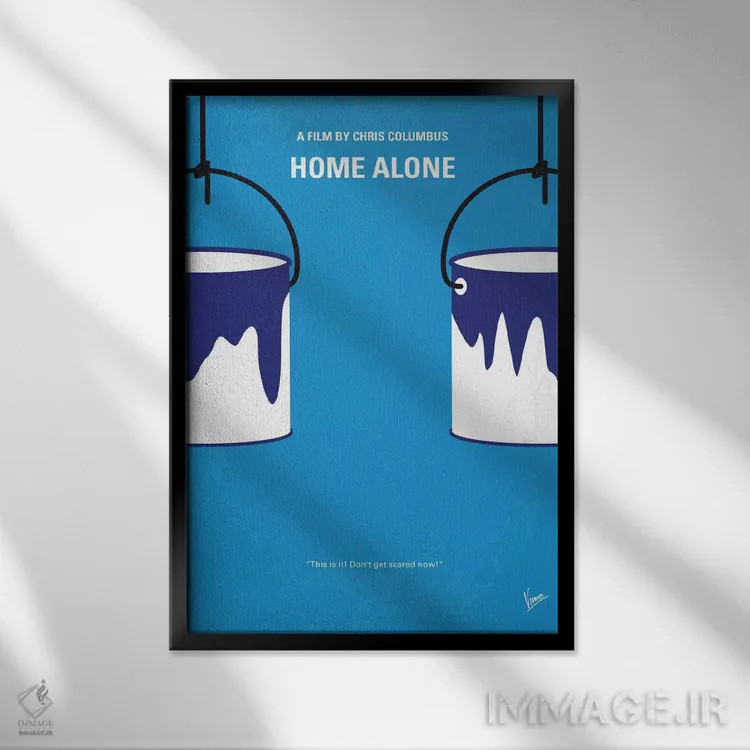 تابلو مینیمال پوستر مینیمال فیلم تنها در خانه اثر چانکونگ - نمای قابدار مشکی