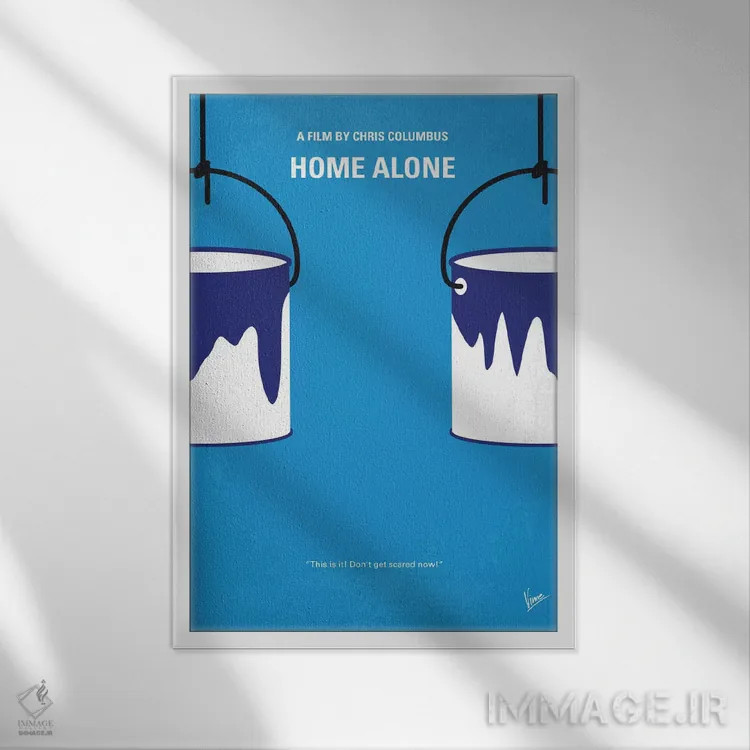 تابلو مینیمال پوستر مینیمال فیلم تنها در خانه اثر چانکونگ - نمای قابدار سفید