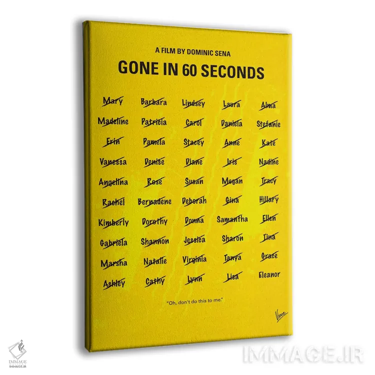 تابلو مینیمال پوستر مینیمال فیلم در ۶۰ ثانیه ناپدید شد اثر چانکونگ - نمای پرسپکتیو محصول