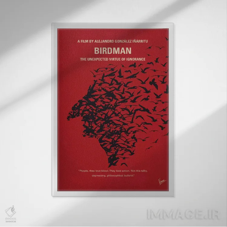 تابلو مینیمال پوستر مینیمال فیلم مرد پرنده ای یا اثر چانکونگ - نمای قابدار سفید