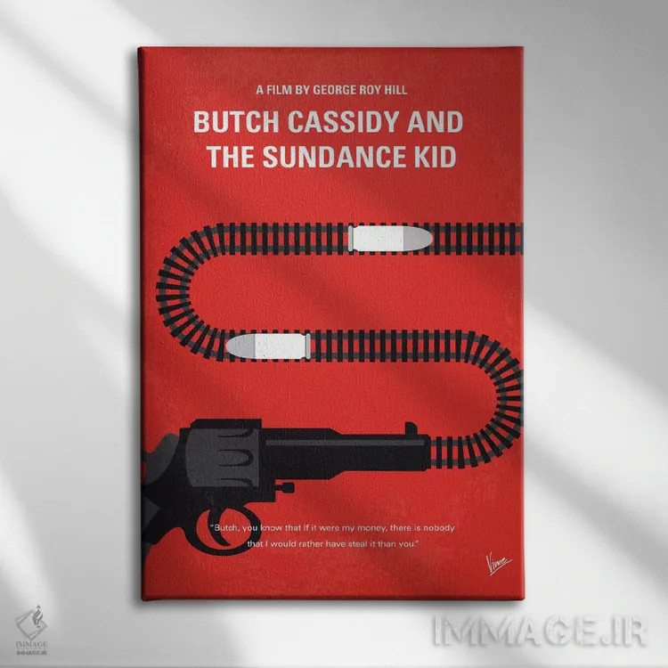 تابلو مینیمال پوستر مینیمال فیلم بوچ کسیدی و ساندنس کید اثر چانکونگ - نمای روبهرو روی دیوار