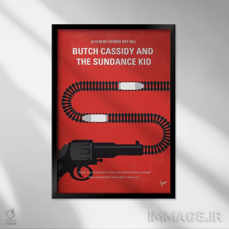 تابلو مینیمال پوستر مینیمال فیلم بوچ کسیدی و ساندنس کید اثر چانکونگ - نمای قابدار مشکی