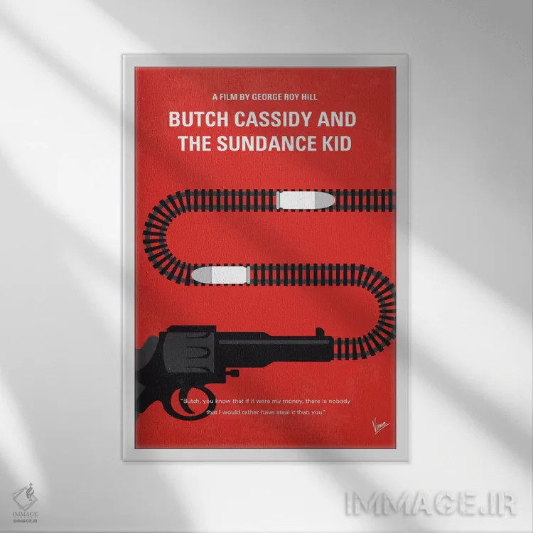 تابلو مینیمال پوستر مینیمال فیلم بوچ کسیدی و ساندنس کید اثر چانکونگ - نمای قابدار سفید