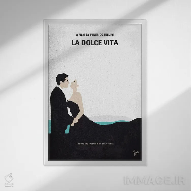 تابلو مینیمال پوستر مینیمال فیلم زندگی شیرین اثر چانکونگ - نمای قابدار سفید