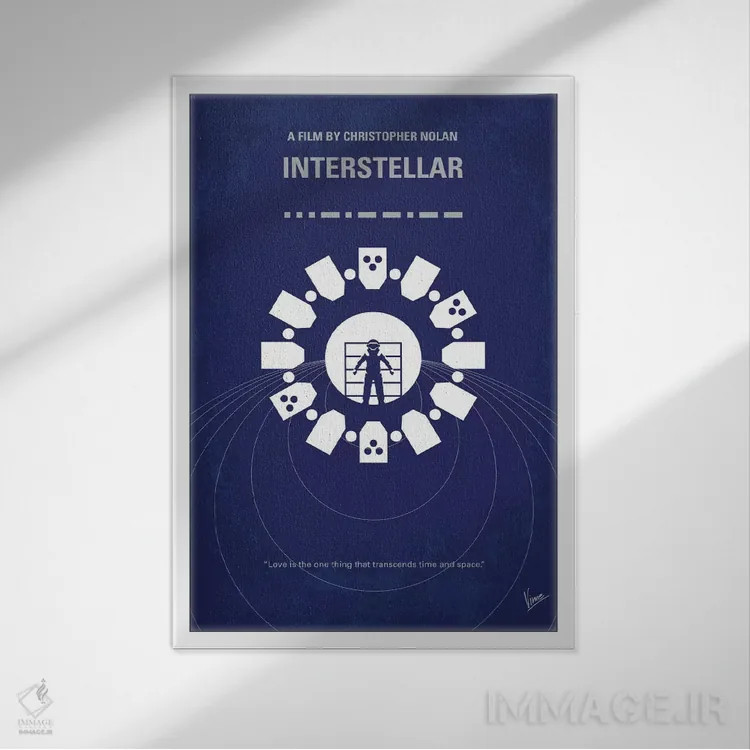 تابلو مینیمال پوستر مینیمال فیلم میان ستاره ای اثر چانکونگ - نمای قابدار سفید