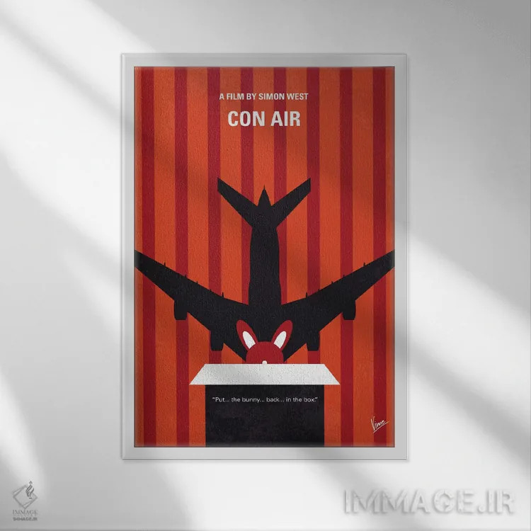 تابلو مینیمال پوستر مینیمال فیلم هواپیمای محکومان اثر چانکونگ - نمای قابدار سفید