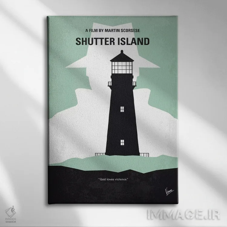 تابلو مینیمال پوستر مینیمال فیلم جزیره شاتر اثر چانکونگ - نمای روبهرو روی دیوار