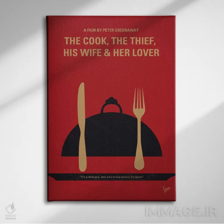 تابلو مینیمال پوستر مینیمال فیلم آشپز، دزد، همسرش و معشوقه اش اثر چانکونگ - نمای روبهرو روی دیوار