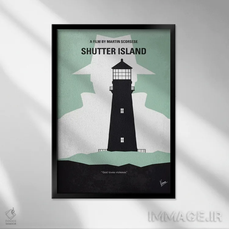 تابلو مینیمال پوستر مینیمال فیلم جزیره شاتر اثر چانکونگ - نمای قابدار مشکی