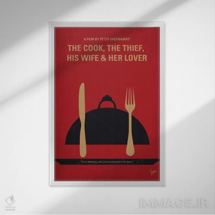 تابلو مینیمال پوستر مینیمال فیلم آشپز، دزد، همسرش و معشوقه اش اثر چانکونگ - نمای قابدار سفید