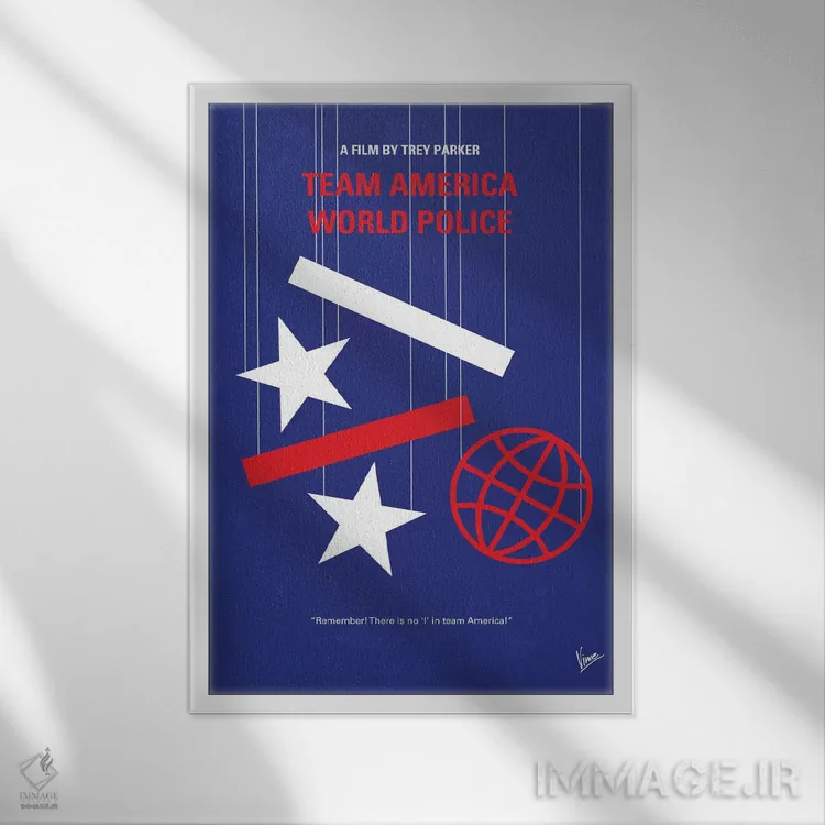 تابلو مینیمال پوستر مینیمال فیلم تیم آمریکا: پلیس جهانی اثر چانکونگ - نمای قابدار سفید
