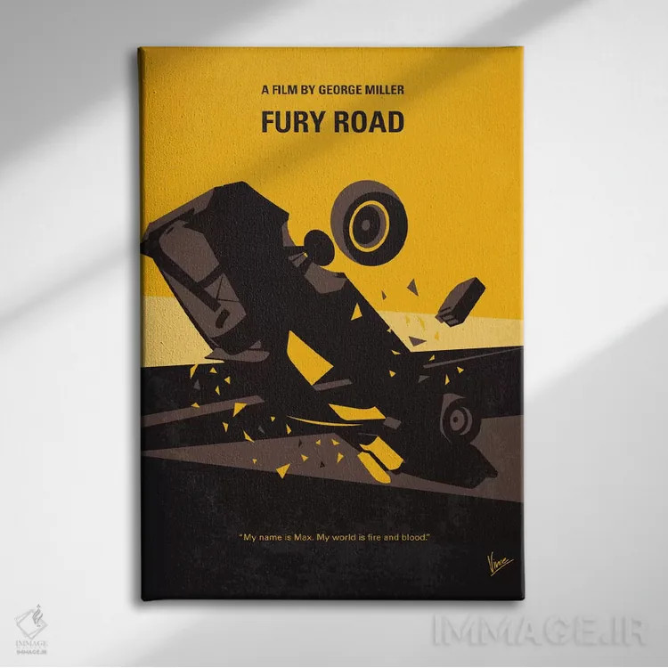 تابلو مینیمال پوستر مینیمال فیلم مکس دیوانه: جاده خشم اثر چانکونگ - نمای روبهرو روی دیوار