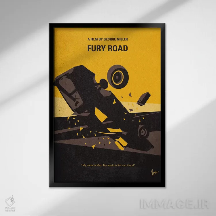 تابلو مینیمال پوستر مینیمال فیلم مکس دیوانه: جاده خشم اثر چانکونگ - نمای قابدار مشکی