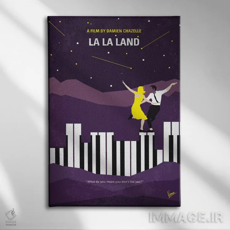 تابلو مینیمال پوستر مینیمال فیلم لا لا لند اثر چانکونگ - نمای روبهرو روی دیوار