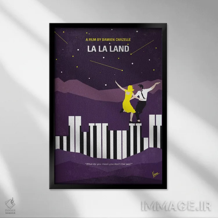 تابلو مینیمال پوستر مینیمال فیلم لا لا لند اثر چانکونگ - نمای قابدار مشکی