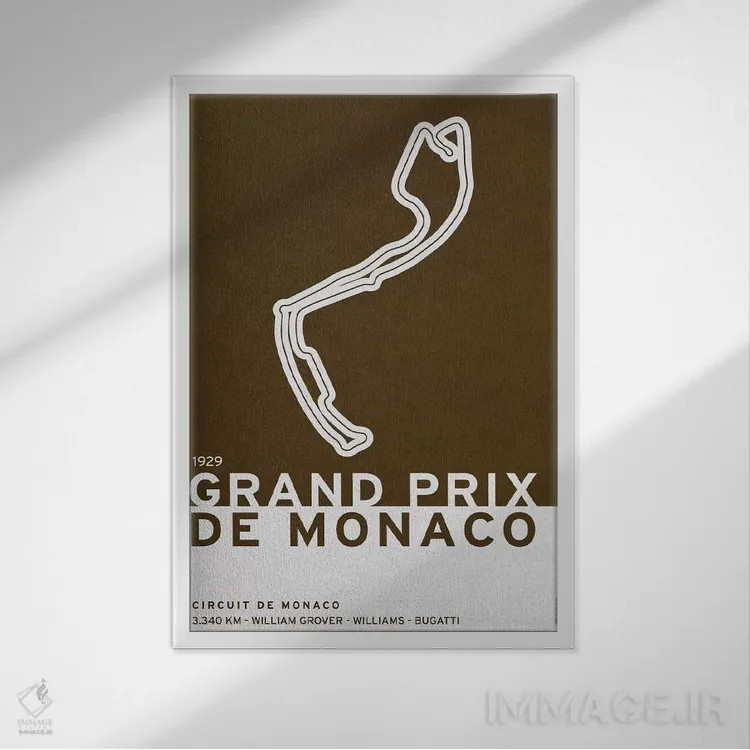 تابلو دکوراتیو ۱۹۲۹ گراند پری موناکو اثر چانکونگ - نمای قابدار سفید