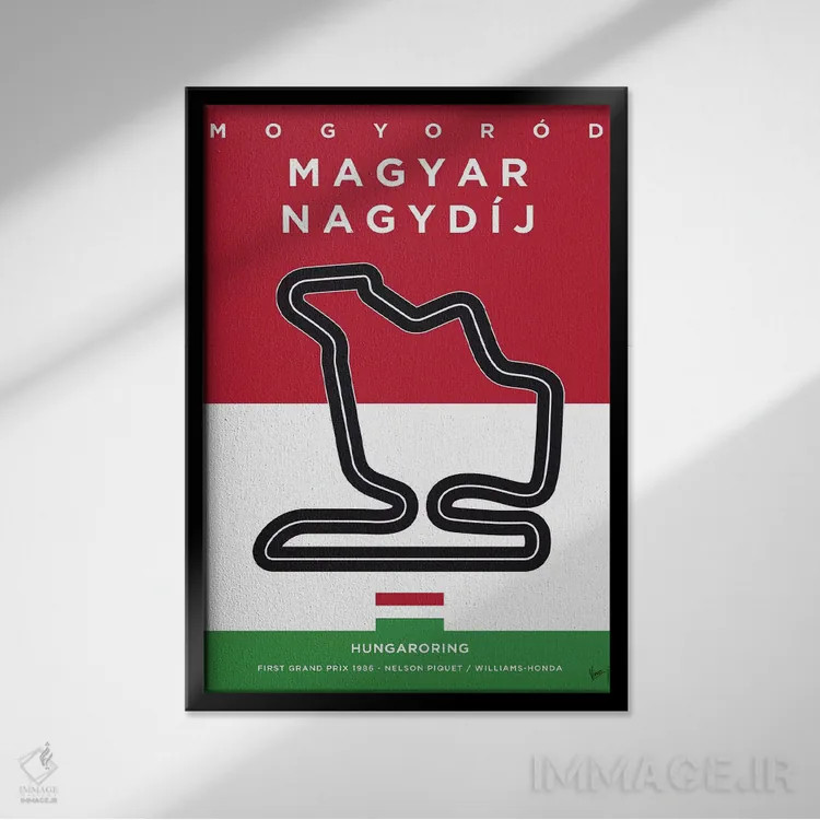 تابلو دکوراتیو پوستر مینیمال پیست هنگارورینگ اثر چانکونگ - نمای قابدار مشکی