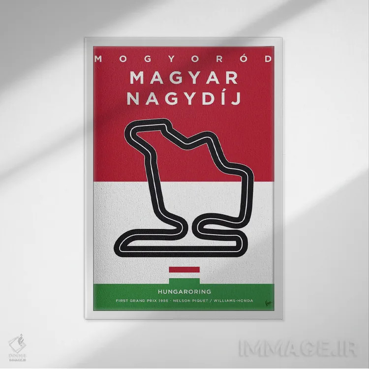 تابلو دکوراتیو پوستر مینیمال پیست هنگارورینگ اثر چانکونگ - نمای قابدار سفید