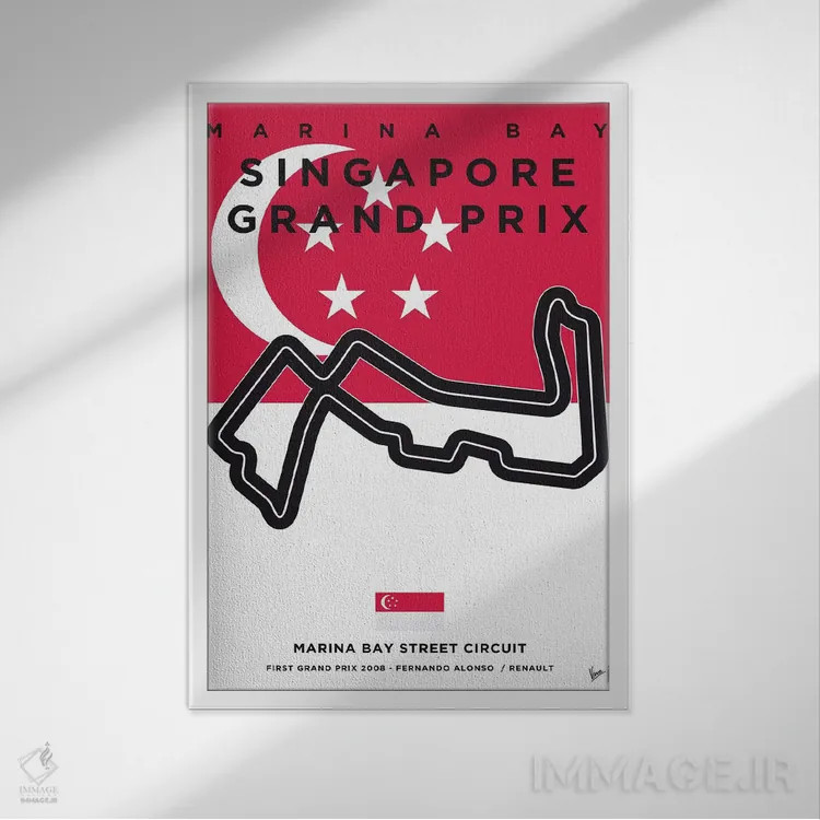 تابلو دکوراتیو پوستر مینیمال پیست مارینا بی اثر چانکونگ - نمای قابدار سفید