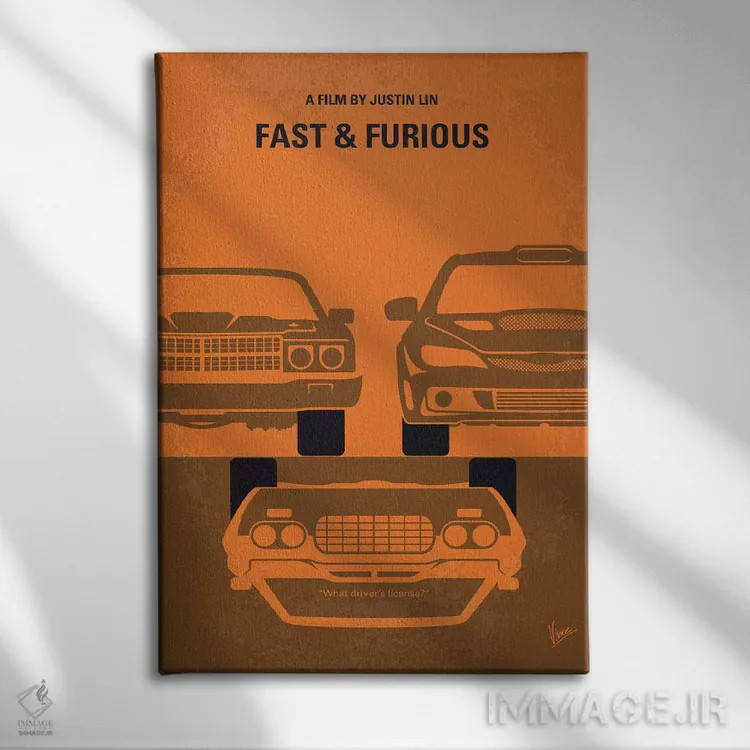 تابلو مینیمال پوستر مینیمال فیلم سریع و خشن اثر چانکونگ - نمای روبهرو روی دیوار