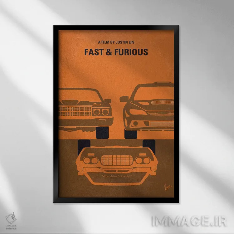 تابلو مینیمال پوستر مینیمال فیلم سریع و خشن اثر چانکونگ - نمای قابدار مشکی