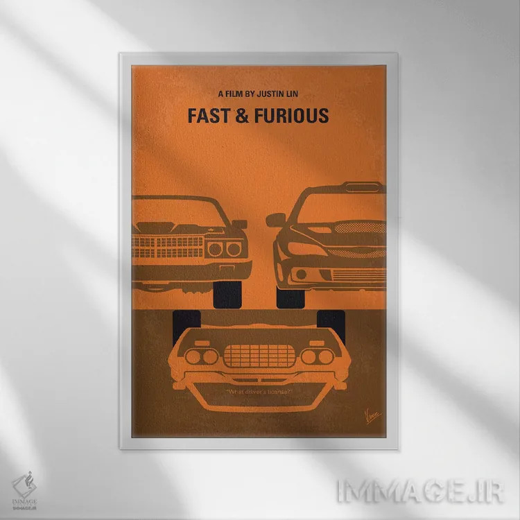 تابلو مینیمال پوستر مینیمال فیلم سریع و خشن اثر چانکونگ - نمای قابدار سفید