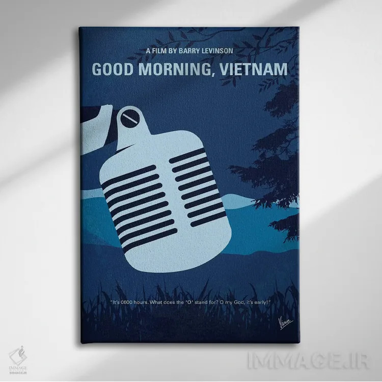 تابلو مینیمال پوستر مینیمال فیلم صبح به خیر ویتنام اثر چانکونگ - نمای روبهرو روی دیوار