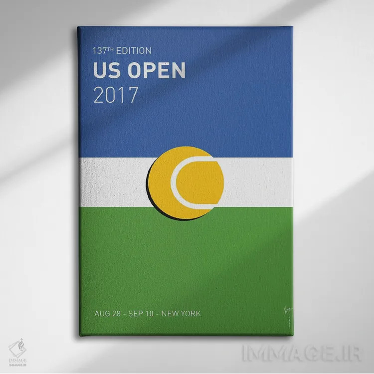تابلو دکوراتیو پوستر مینیمال اوپن آمریکا ۲۰۱۷ اثر چانکونگ - نمای روبهرو روی دیوار