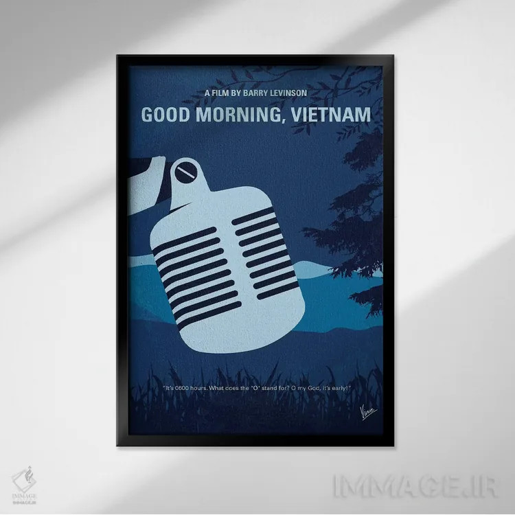 تابلو مینیمال پوستر مینیمال فیلم صبح به خیر ویتنام اثر چانکونگ - نمای قابدار مشکی