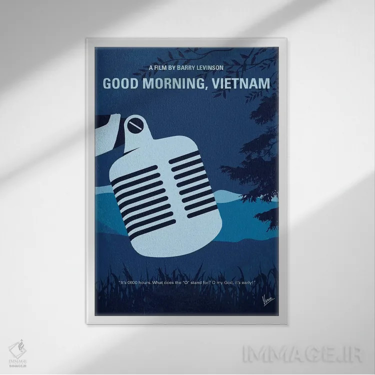 تابلو مینیمال پوستر مینیمال فیلم صبح به خیر ویتنام اثر چانکونگ - نمای قابدار سفید