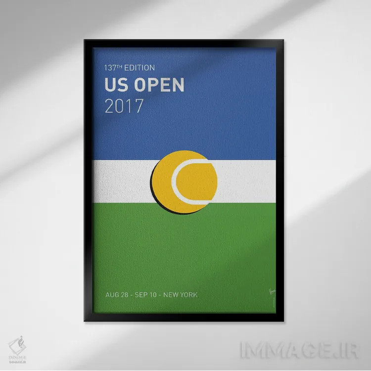 تابلو دکوراتیو پوستر مینیمال اوپن آمریکا ۲۰۱۷ اثر چانکونگ - نمای قابدار مشکی