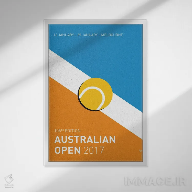 تابلو دکوراتیو پوستر مینیمال گرند اسلم اوپن استرالیا ۲۰۱۷ اثر چانکونگ - نمای قابدار سفید