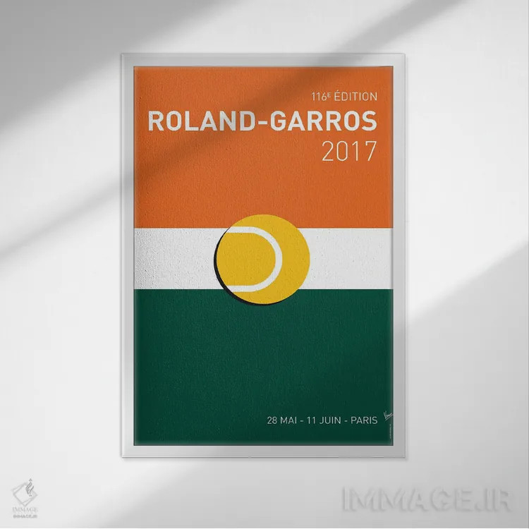 تابلو دکوراتیو پوستر مینیمال رولان گاروس ۲۰۱۷ اثر چانکونگ - نمای قابدار سفید