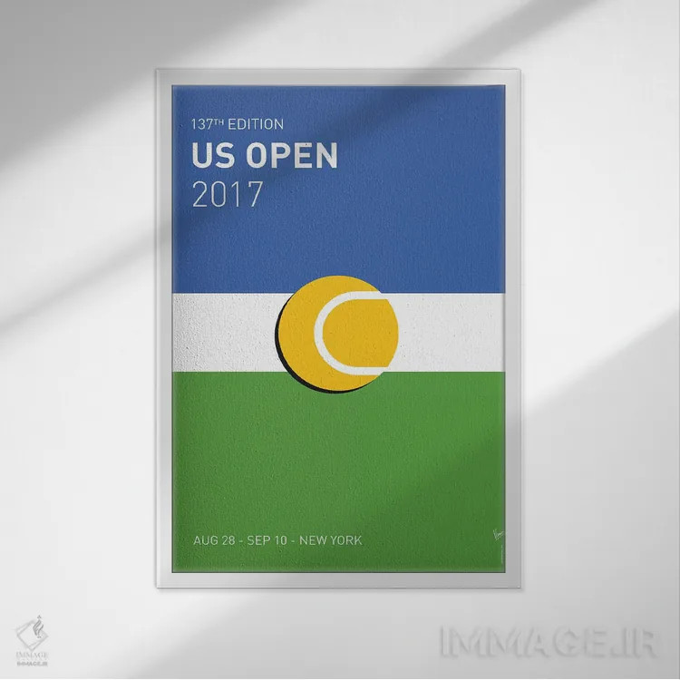 تابلو دکوراتیو پوستر مینیمال اوپن آمریکا ۲۰۱۷ اثر چانکونگ - نمای قابدار سفید