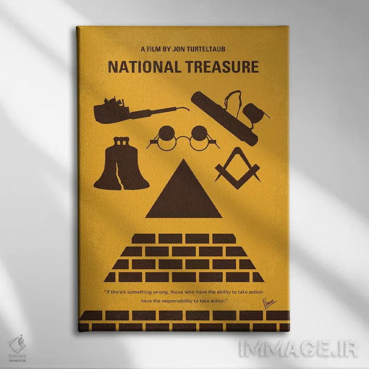 تابلو مینیمال پوستر مینیمال فیلم گنجینه ملی اثر چانکونگ - نمای روبهرو روی دیوار