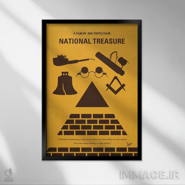 تابلو مینیمال پوستر مینیمال فیلم گنجینه ملی اثر چانکونگ - نمای قابدار مشکی