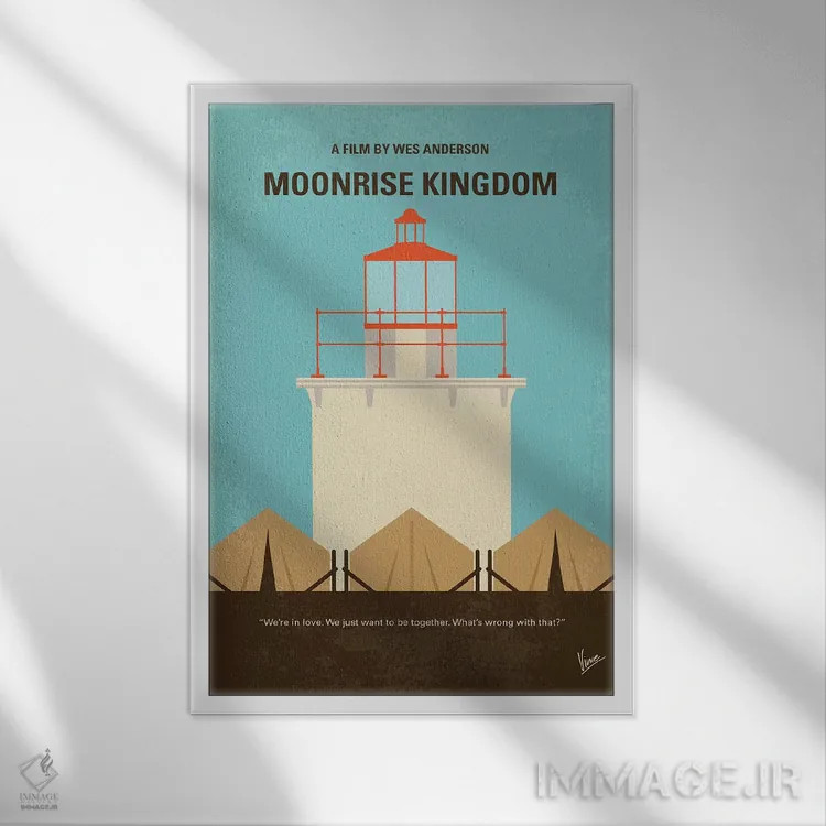 تابلو مینیمال پوستر مینیمال فیلم پادشاهی طلوع ماه اثر چانکونگ - نمای قابدار سفید