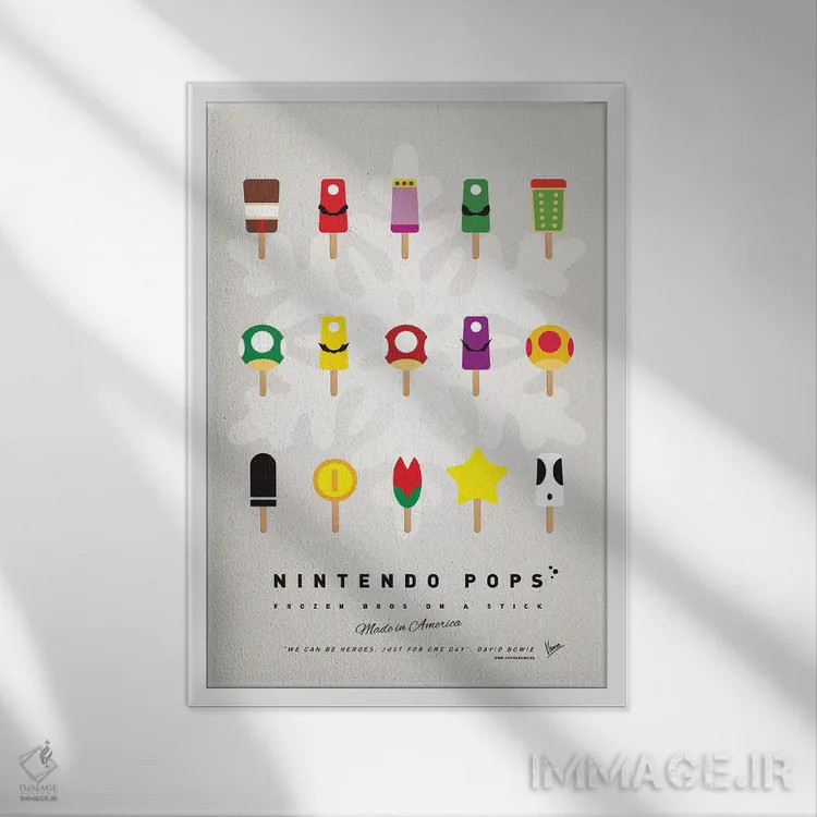 تابلو دکوراتیو نوشمک نینتندو اثر چانکونگ - نمای قابدار سفید