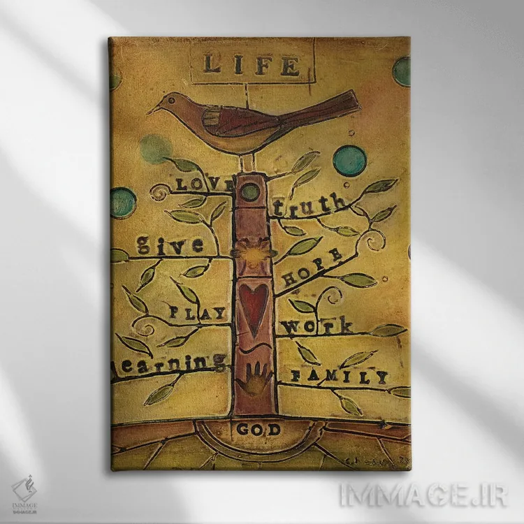 تابلو دکوراتیو مرغ زندگی اثر کارولین کینی سون - نمای روبهرو روی دیوار
