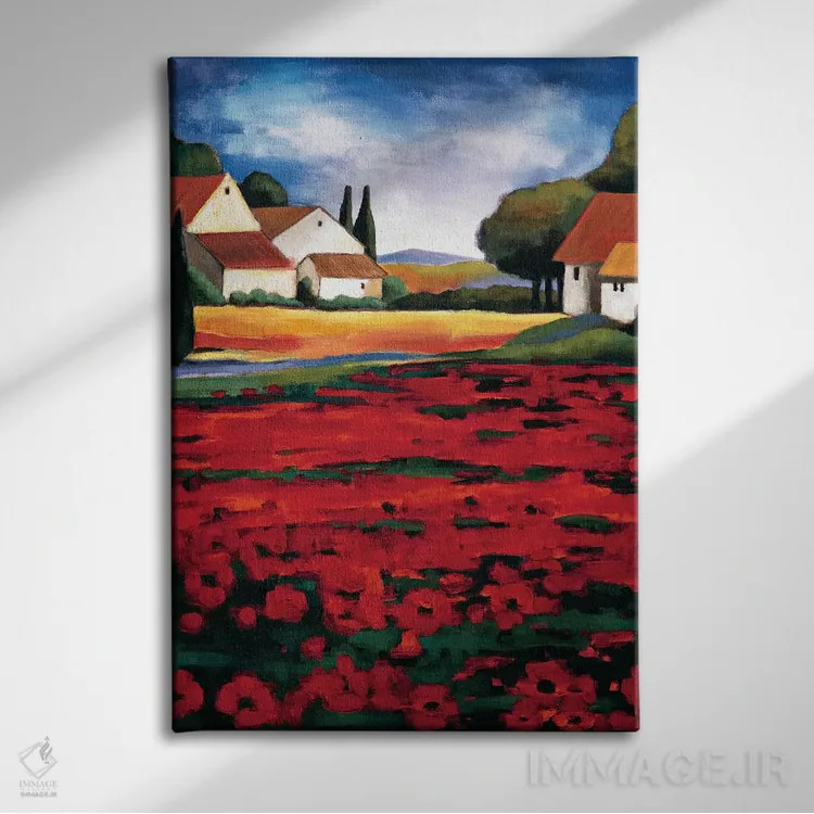تابلو دکوراتیو دشت شقایق I اثر جنین کلارک - نمای روبهرو روی دیوار