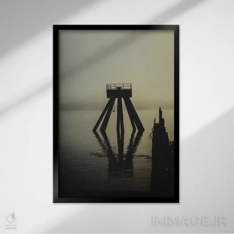 تابلو دکوراتیو برق رسانی بالای رودخانه اثر کت کریگن - نمای قابدار مشکی