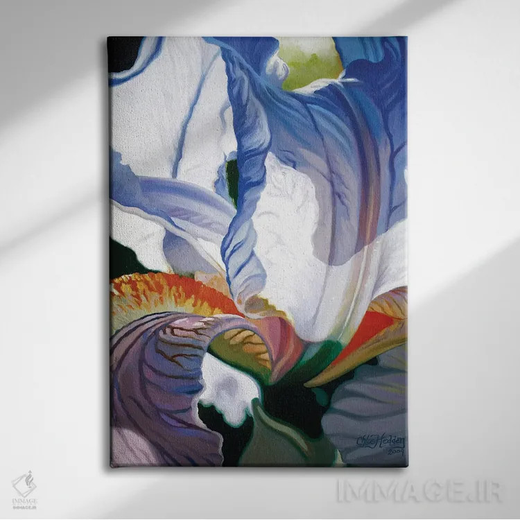 تابلو دکوراتیو زنبق آبی اثر کلویی هدن - نمای روبهرو روی دیوار